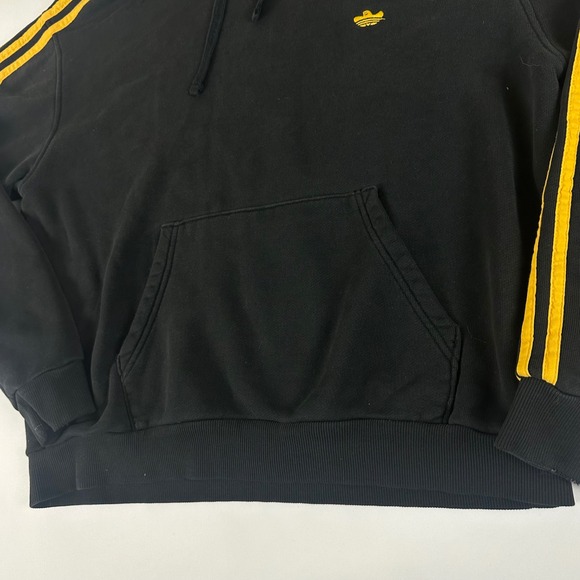 Adidas Black & Gold 3 Stripe Pullover Hoodie Sweatshirt Mens Size Medium M - Picture 5 of 10